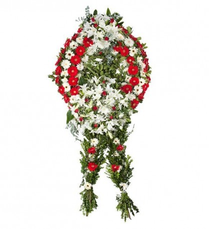 Gerbera-Lilyum Çiçekleri Ayaklı Çelenk